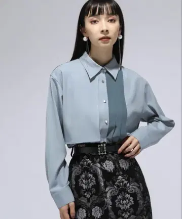 하레 파트 플리츠 셔츠 스카이블루 모드 스타일
