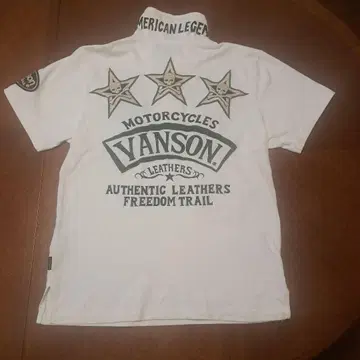 VANSON 모터 사이클 화이트 피케 셔츠 사이즈 S