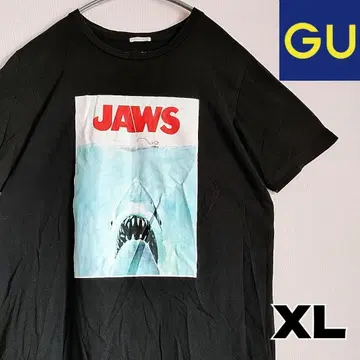 지유 JAWS 콜라보 반팔 티셔츠 블랙 XL 남성용/여성용