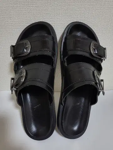 ZARA 자라 벨트 버클 가죽 슬라이드 샌들 42
