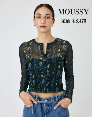 MOUSSY 새상품급 오리지널 플라워 시어 메쉬 상의