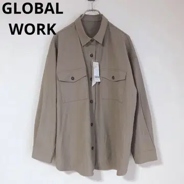 글로벌 워크 긴팔 셔츠 미사용 새상품 캐주얼 상의 브라운 L