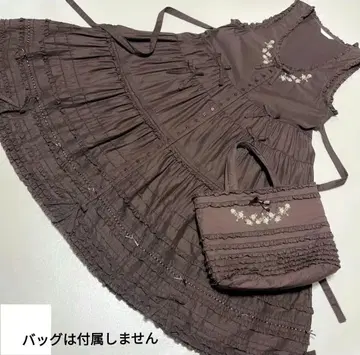 핑크하우스 장미 자수 원피스 피코 프릴