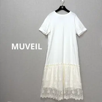 MUVEIL 뮤베일 티셔츠 원피스 화이트 레이스 롱 기장