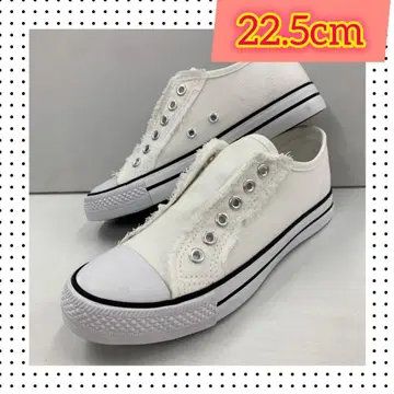 22.5cm 여성용 새상품 폭 넓은 끈 없는 캔버스 슬립온 편안한 화이트