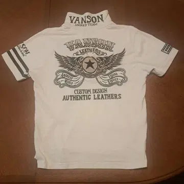 VANSON 피케 셔츠 화이트 사이즈 S 왼쪽 가슴과 등에 자수