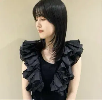 LILY BROWN 시스루 프릴 니트 탑 블랙 2024년 F 사이즈