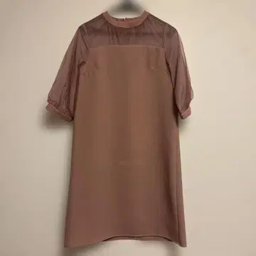 핑크 쉬폰 벌룬 소매 원피스