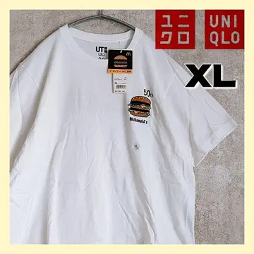 미사용 새상품 유니클로 맥도날드 반팔 티셔츠 50th 콜라보 화이트 XL