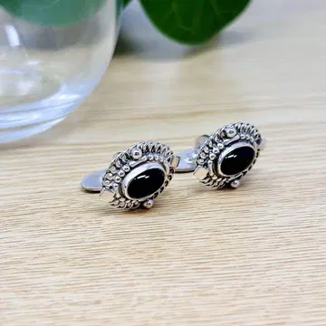 GEORG JENSEN 19B 오닉스 실버 커프스 925S