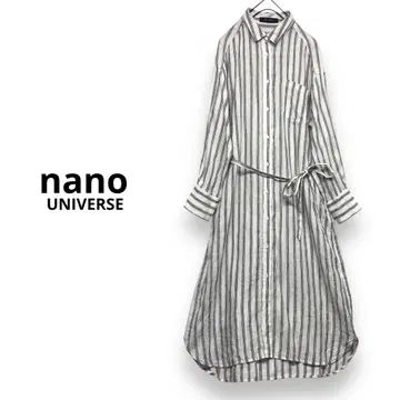 nano UNIVERSE 린넨 원피스 셔츠 원피스 스트라이프 원피스