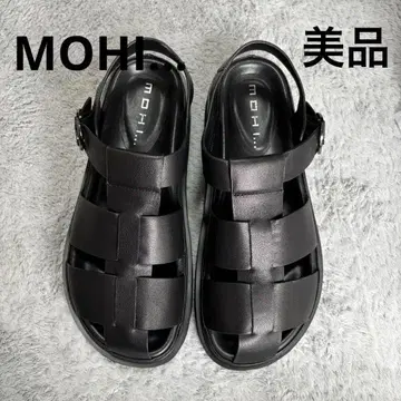 MOHI... 모히 구르카 샌들 가죽 블랙 사이즈 38