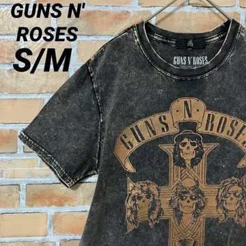 GUNS N' ROSES 빅 프린트 빈티지 가공 반팔 티셔츠