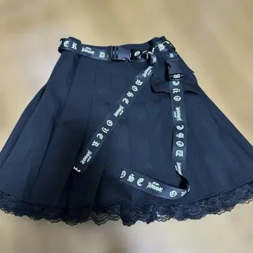 볼칸 서브컬쳐 벨트 레이스 플리츠 스커트