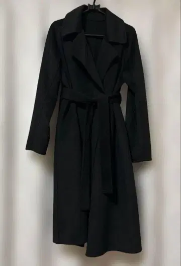 유니클로 UNIQLO 롱 코트 트렌치코트 싱글 블랙 미사용 벨트