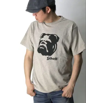Schott 헤더 티셔츠 스텐실 불독 L