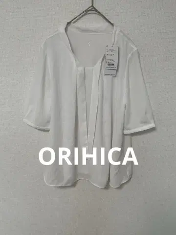 오리히카 화이트 쉬폰 오분 소매 셔츠 블라우스 미사용품