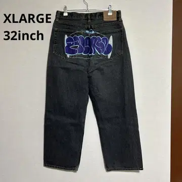 XLARGE 블랙 와이드 레그 데님 32