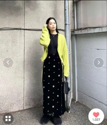 글리터 자수 벨벳 스커트  AMERI