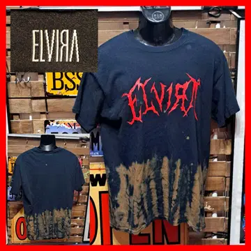 ELVIRA 엘비라 로고 프린트 블리치 가공 반팔 티셔츠 M