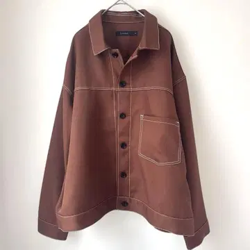 레이지 블루 브라운 버튼 업 셔츠 코튼 혼방 M