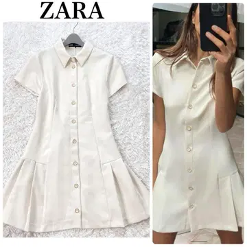 자라 ZARA 카라 부착 미니 원피스 플리츠 M 2024ss