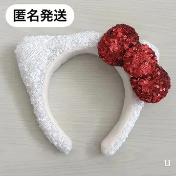USJ 유니버셜 헬로키티 머리띠 스팽글 화이트 화이트