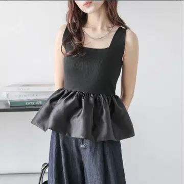 샤이니 네프 라무 블랙 슬리브리스 탑 프리 사이즈