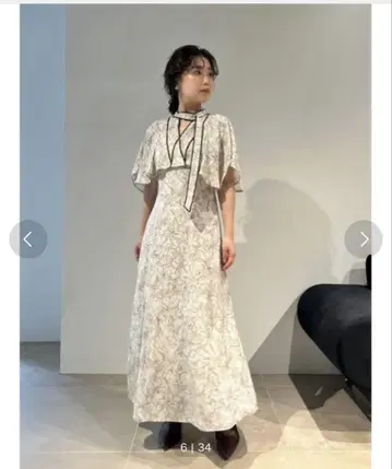 snidel 케이프 프릴 파이핑 프린트 원피스