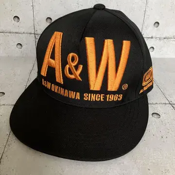 A&W 오키나와 로고 캡 블랙 & 오렌지 모자 프리 사이즈