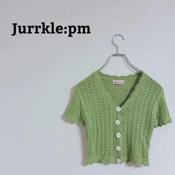 Jurrkle: pm 가디건 겉옷 시스루 니트 크롭 타이트 반팔