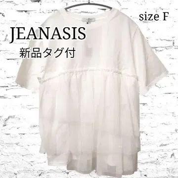 택 포함 새상품 JEANASIS 이소재 도킹 티셔츠 튤 비대칭