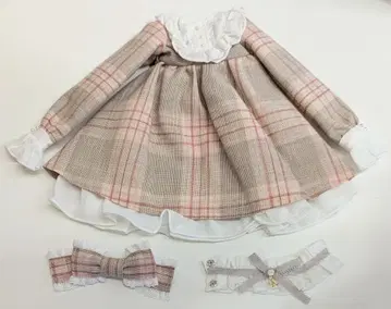 Ronshuka Couture MDD 프릴 요크 원피스 세트 베이지 체크