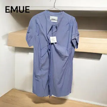 EMUE 택 포함 새상품 라이트 블루 셔츠 원피스 반팔