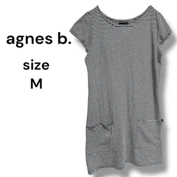 에네스베 agnes b. 원피스 무릎 기장 반팔 보더 코튼 M