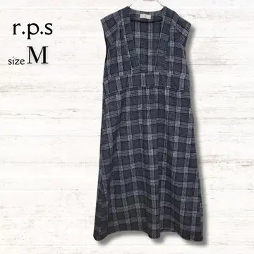 r.p.s 슬리브리스 원피스 롱 체크 무늬 울 혼방 블랙 M