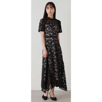 SNIDEL 쉬폰 프릴 레이스 드레스