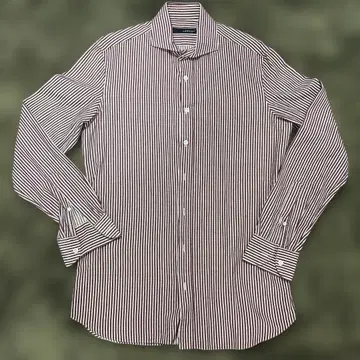 LARDINI 보르도/화이트 스트라이프 긴팔 셔츠
