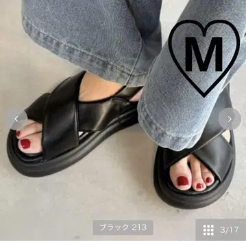 새상품 시마무라 샌들(NON) 블랙 M 사이즈