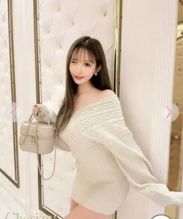 셰리미 cheri mi 케이블 니트 원피스 아이보리