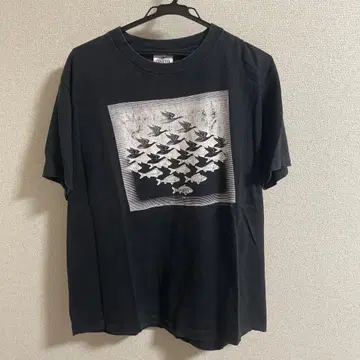 USA제 90s MC ESCHER 에셔 티셔츠 하늘과 물 물고기 새 L
