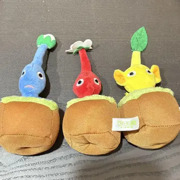 피크민 봉제 인형 3종 세트 빨강, 파랑, 노랑