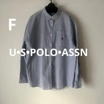 유에스 폴로 아츠순 별주 빅 실루엣 스트라이프 셔츠 파랑 화이트 F