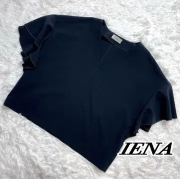 IENA 블라우스 밀리오네 플레어 슬리브 네이비 V 넥 프리 사이즈