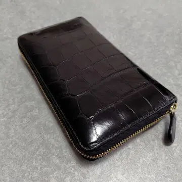J&M DAVIDSON 라운드 지퍼 장지갑 악어 엠보싱