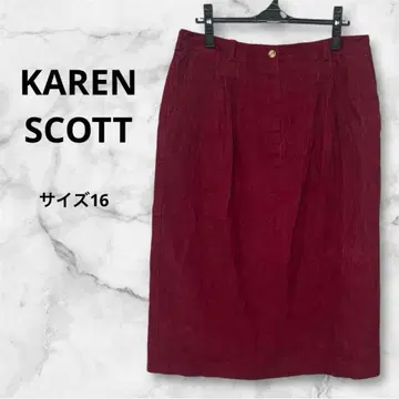 KAREN SCOTT 버건디 코듀로이 스커트 사이즈 16