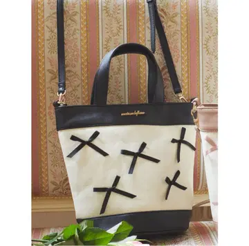 Maison de FLEUR 2way 리본 버킷 숄더 블랙