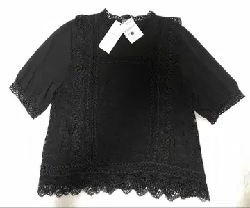 grove 그로브 반팔 레이스 블라우스 블랙 size L