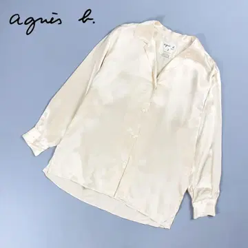 agnes b. 실크 오픈 카라 셔츠 광택감 크림 사이즈 2*CD1410