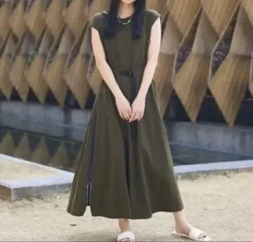 사우전드 마일 프릭스 스토어 원피스 프렌치 슬리브 허리 벨트